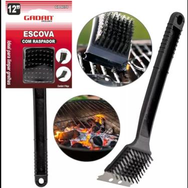 Imagem de Escova para Grelha com Raspador, Acessório de Limpeza para Churrasqueira, Ferramenta de Churrasco