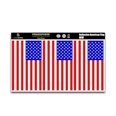 Imagem de Decalque refletivo da bandeira dos EUA – 12,7 cm x 7,6 cm à prova d'água vinil bandeira dos EUA adesivos para-choques para carros, caminhões, janela, capacete, laptops, garrafas de água e mais
