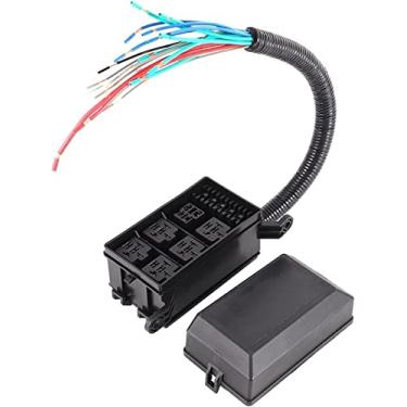 Imagem de Kit de caixa de relé de fusível com 12 compartimentos com 6 caixas de relés K 6 ATC/ATO bloco de suporte de fusíveis para carros automotivos e barcos, compartimento de motor marítimo