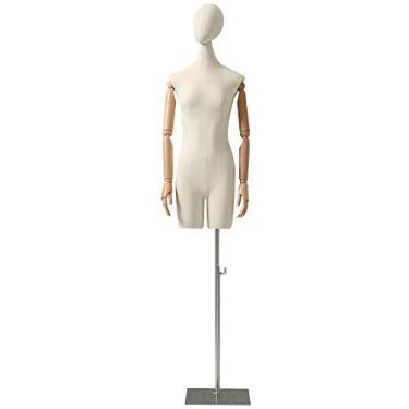 Imagem de Dressmaker's Dummy Feminino Manequim Feminino Corpo Torso Humano Forma de Transporte Roda Altura Ajustável Joalheria Anúncios 3 Cores Costureira Manequim Masculino (Prata)