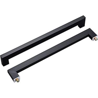 Imagem de Puxadores planos frente e verso com tubo quadrado preto fosco, maçaneta de porta de celeiro de bar, para porta de vidro portão de jardim porta de madeira (preto fosco 800 x 762 mm)