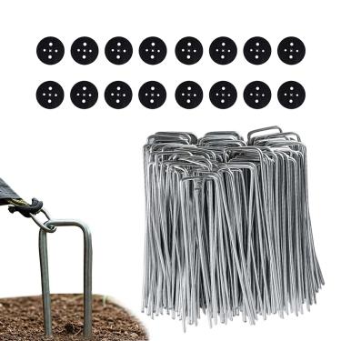 Imagem de Espigões de gramado | Grampo de estacas de grama artificial, pregos não enferrujados galvanizados resistentes para cobertura do solo, cerca, quintal, paisagismo, pátio, barreira de tecido