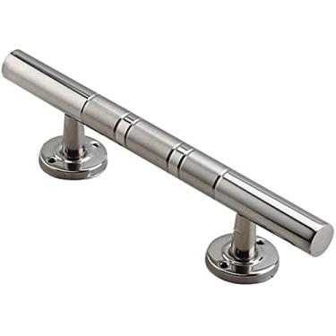 Imagem de Maçaneta de porta comercial de madeira para porta de celeiro de porta deslizante, maçaneta de porta de madeira de aço inoxidável, instalação de parafuso, prata