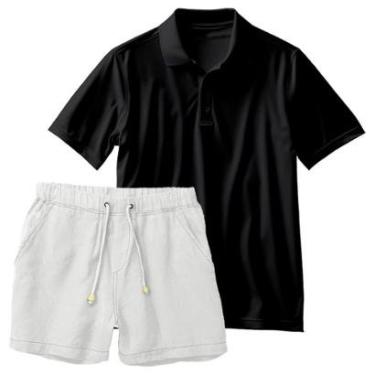 Imagem de Conjunto Masculino Camiseta Polo e Short Linho Moda Praia Luxo Premium RLXD-Masculino