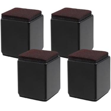 Imagem de LC LICTOP Elevador de pés para móveis de aço, altura de elevação de 5 cm, quadrado preto, suporte de 1,814 kg, levantador de móveis resistentes com almofada de feltro para armazenamento sob a cama