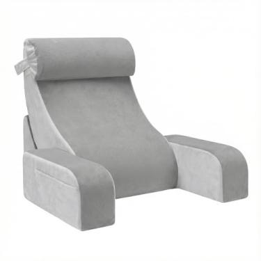 Imagem de QYA Travesseiro de leitura ajustável com braços – Travesseiro de cama confortável para sentar na cama, assistir TV, jogar e relaxar – Encosto de apoio para adultos, leve e portátil