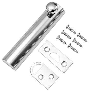 Imagem de Sissatthai Trava de parafuso de superfície de porta 7,6 cm, trava de porta deslizante de latão maciço, fechaduras deslizantes prateadas ocultas para portão de cerca de janelas