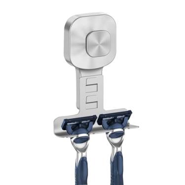 Imagem de Tyothimm Suporte de lâmina com ventosa para chuveiro, reutilizável de aço inoxidável 304, ganchos de lâmina para toalha, bucha, barbeador, instalação sem perfuração e removível (1 pacote