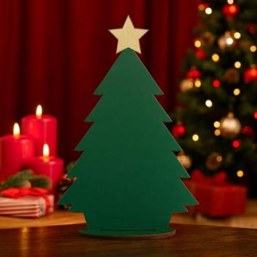 Imagem de Kit 10 Mini Árvores de Natal MDF 3mm Decorativas Corte a Laser Modelos Variados para Mesa e Lembrancinhas (Mini Árvore Estrela Vazado)