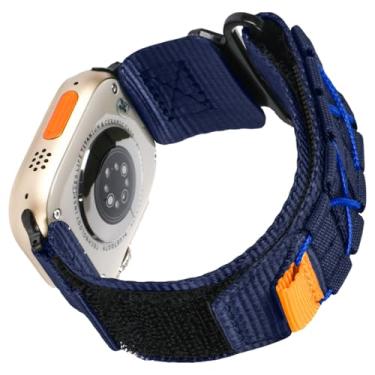 Imagem de Pulseiras masculinas de nylon para Apple Watch de 42 mm, 44 mm, 45 mm, 46 mm e 49 mm, séries 11/10/9/8/7/6/5/4/3/2/1/Ultra2/3, pulseira esportiva trançada confortável, elástica trançada, velcro tático