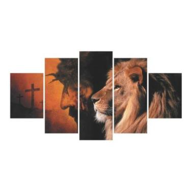 Imagem de quadros decorativo 5 peças mod Jesus Cristo força - autopc 3mm