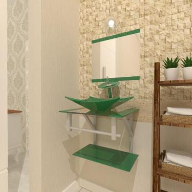 Imagem de Combo 2 em 1 Gabinete de Vidro 45cm para Banheiro Cuba Retangular - Bi