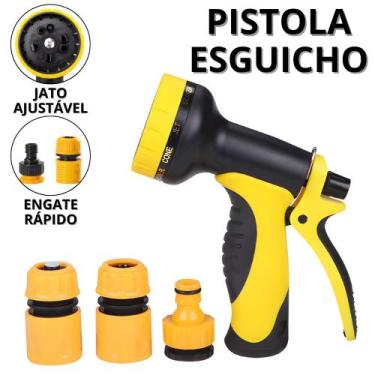 Imagem de Pistola Pulverizadora Esguicho Bico Multiuso com Jato Ajustável e Enga