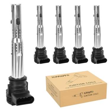 Imagem de NPAUTO Pacote de bobina de ignição compatível com 2.0 2.5 L4 Audi A3 A4 A5 A6 Q3 Q5 TT Turbo VW Je-tta Tiguan GTI Passat Eos CC, conjunto com 5