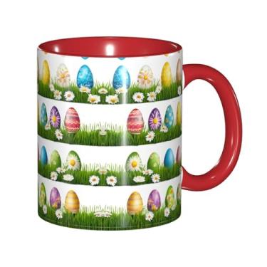 Imagem de Zeraoke Canecas de café criativas coloridas com estampa de ovos, personalizadas, presente para a família, tamanho de 325 ml, unissex