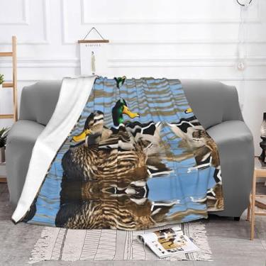 Imagem de ZERAOKE Pato Mallard - Cobertor de lã antibolinhas com estampa Queen Size - Cobertor aconchegante leve para cama, sofá, acampamento - 4 tamanhos 102 x 76 a 203 x 152 cm