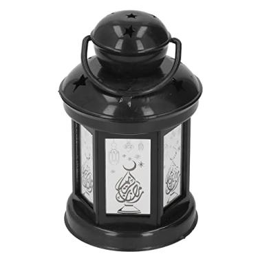 Imagem de Lanterna LED Lâmpada estilo vintage alimentada por bateria ABS Lanterna de acampamento decorativa para festa de casamento Halloween Natal Fazenda Decoração interna e externa (Cor preta)