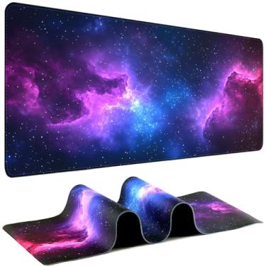 Imagem de Mouse pad para jogos – Tapete de mesa para teclado e mouse – Galaxy Space Tapete de mouse grande para mesa, mousepad (80 cm x 30 cm) com base antiderrapante, tapete de mesa para jogos, escritório e