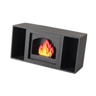 Imagem de YIJU Lareira para casa de bonecas, decoração de móveis em miniatura, modelo em miniatura de micro paisagem de simulação vintage para cozinha, Preto