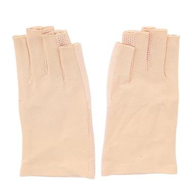 Imagem de Luvas Ainoli Anti UV Nail Art Cuidados com a pele Luvas de proteção contra queimaduras solares de meio dedo para manicure (Bege)
