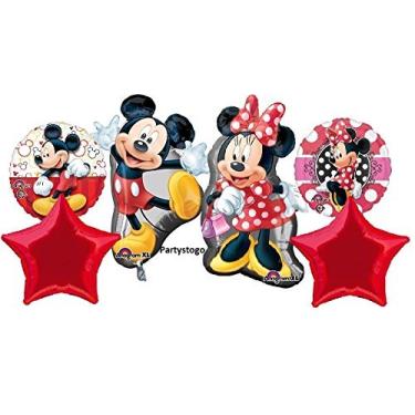 Imagem de O buquê de balões de festa de aniversário de Mikey e Minnie fornece balões de Retrato e Minnie