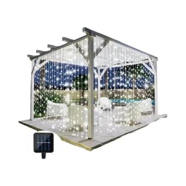 Imagem de Luzes De Cortina Solar À Prova d'Água Com 300 LEDs, 8 Modos, Fitas De 