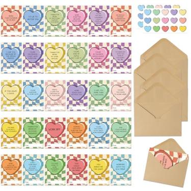 Imagem de CPicdn 30 Pack Valentine's Day Cards Set, Funny Bulk Boxed Greeting Cards with Envelopes and Stickers, Wavy Checker Holiday Notes Set for Gift Exchange Office Coworker Colleague Employees Party Favors
