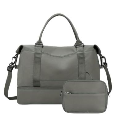 Imagem de Mala De Viagem Para Fitness De Grande Capacidade — Mochila Desportiva Com Dois Compartimentos E SecçãO Separada Para Guardar Roupa/CalçAdo Molhado(Cinza)