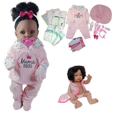 Imagem de Boneca Bebê Mamãe Reborn 100% Silicone Morena