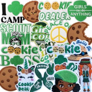 Imagem de 18 peças Girl Boss Cookie Dealer Scout Stroop tema bordado ferro em costurar em massa para jeans, chapéus, mochila, calças, jaquetas, roupas, decoração faça você mesmo, suprimentos de artesanato