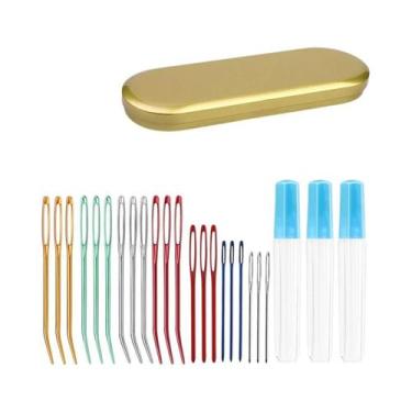 Imagem de Conjunto De Agulhas De Lã Com Ponta Curva Para Costura Manual, Tricô E