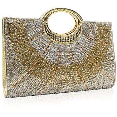Imagem de Labair Bolsas de mão femininas com strass brilhante para noite e festa de casamento, bolsas formais., Dourado, Large