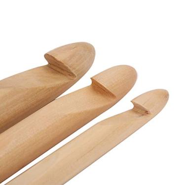 Imagem de GLOGLOW Agulhas de tricô Grandes e Grossas, Conjunto de Ganchos de crochê de Madeira 15mm 20mm 25mm para Fios Grossos, Ferramentas Suaves e Ergonômicas para Bordar à Mão para Chapéus, Cachecóis, Tapetes para Animais de Estimação, Ferramentas de tricô e