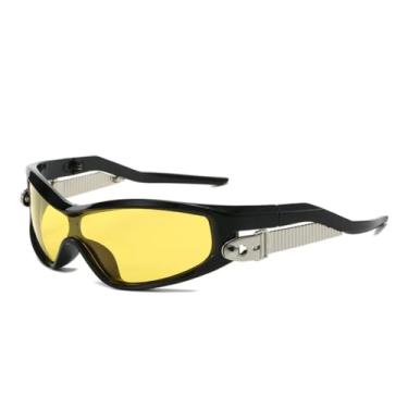 Imagem de Óculos de Sol Femininos Estilo Punk, Modelo Steampunk de Luxo, Estilo Retrô Masculino (Preto e Amarelo)