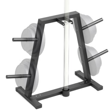 Imagem de Suporte de placas de peso olímpico para armazenamento de placas de para-choque, árvore de placa de peso olímpico - Suporte de placa de para-choque resistente para academia em casa, comporta 136 kg