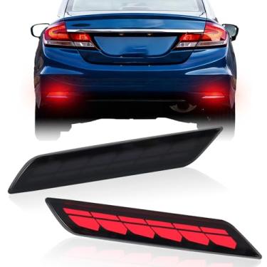 Imagem de GEEGEETOP Kit de montagem de luz de neblina para Honda Civic Sedan 2013 2014 2015, luz de seta sequencial, luz de freio e luz de corrida diurna, 2 peças (fumadas)