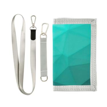 Imagem de GAIGEO Carteira Aqua Turquesa Gradiente Nylon Meninos Adolescente Carteira Bebê Menina Bolsa com Chaveiro e Bolsos, Gradiente turquesa aqua, one size