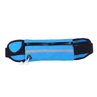 Imagem de Bolsa de cintura para corrida, pochete para mulheres e homens, impermeável, cinto para celular, acessórios esportivos modernos com porta de fone de ouvido, Azul, Elegante
