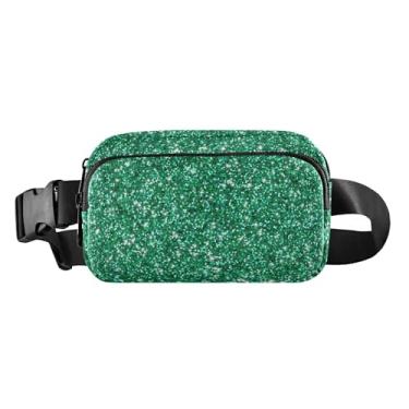 Imagem de Bolsa de cinto verde amarela com glitter, bolsa transversal leve com alça ajustável à prova d'água pochete para mulheres, Textura de glitter verde, one size, Textura de glitter verde