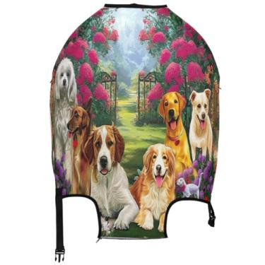 Imagem de Joisal Capas de mala, protetor de bagagem, fofo, desenho animado, voo, viagem, mala, cão, fofo, animal, flor, floral, Cachorros fofos com flores e animais, S 18-20 in, Capa de mala