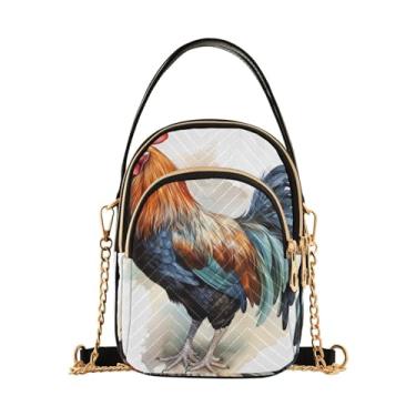 Imagem de Duas bolsas de mão pequenas de pavões na árvore para mulheres, bolsas transversais, bolsas de ombro femininas modernas, Galo de galinha aquarela-4, One Size