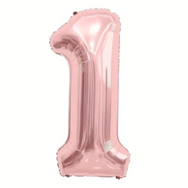 Imagem de 1 balão numérico metálico rosa de 81 cm - folha de alumínio reutilizável, celebrações de aniversário e aniversário, decoração de festa festiva essencial, balões temáticos, balões decorativos