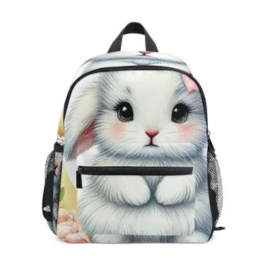 Imagem de Easter Bunny Floral Cute Little Kid Backpack with Whistle, Adjustable Chest Strap, Toddler Backpack for Boys Lightweight & Compact for Ages 3-8