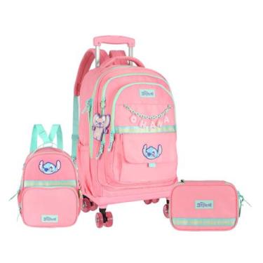 Imagem de Kit Mochila Juvenil Rodinhas Stitch Original 2026 - Disney, Rosa