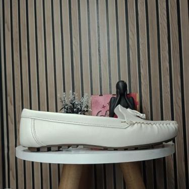 Imagem de Mocassim Clássico Sintetico Feminino Social Confortável Cor:Cremetaman