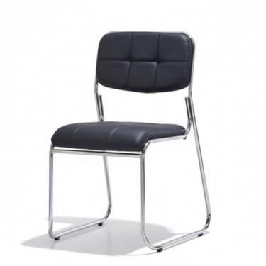 Imagem de XINCHANG Cadeira de escritório empilhável moderna com moldura cromada e assento acolchoado - ideal para uso doméstico e escritório (almofada de assento espessa preta)