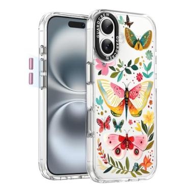 Imagem de GuardCrew Capa para iPhone 16, [proteção contra quedas de grau militar de 3,5 m à prova de colisão] [antiamarelamento e antidescasca] Capa de telefone fina transparente à prova de choque TPU para