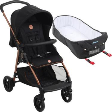 Imagem de Carrinho de Bebe com Ninho Moises Burigotto Lui Preto Cobre