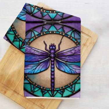 Imagem de Toalhas de cozinha libélula roxa, panos de prato estéticos para lavar pratos de cozinha, toalha de mão para casa de banho, toalha de chá decorativa de microfibra macia, presentes de libélula para