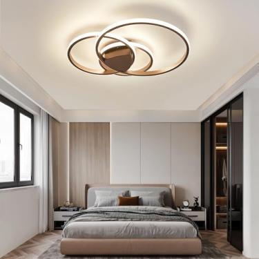 Imagem de Luminária de teto LED moderna, redonda, Φ55cm, com intensidade regulável, controle remoto, ultrafina, em acrílico, para instalação embutida, com economia de energia, ideal para sala de janta